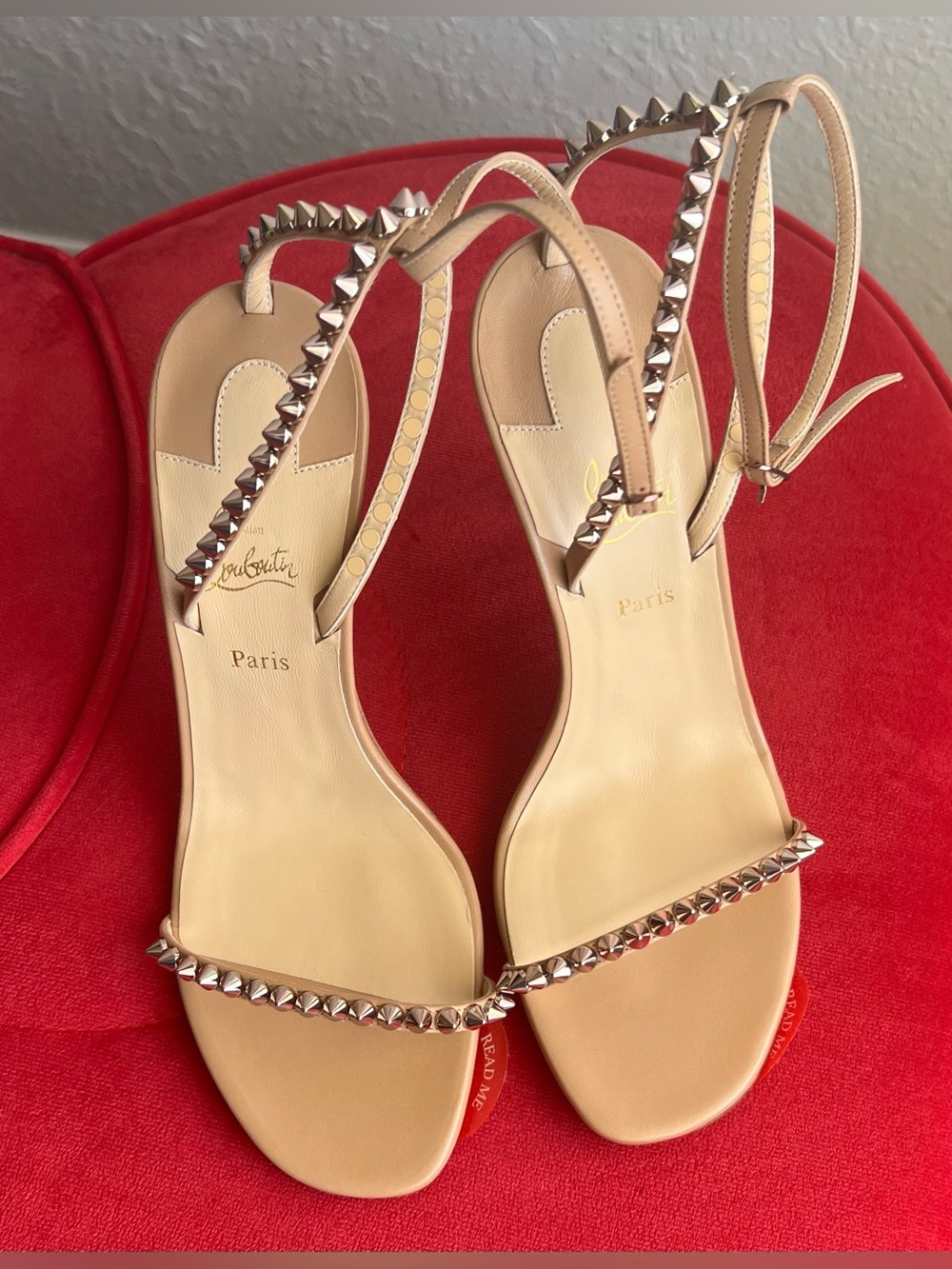 Christian Louboutin So Me Studded Sandals In Nude